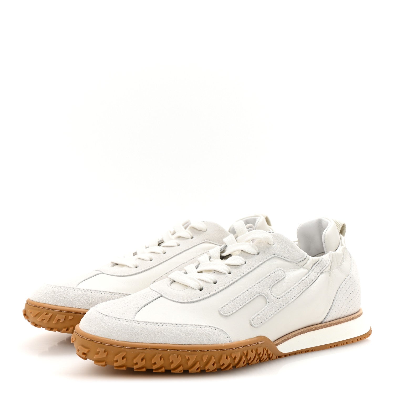 Hermes Nappa Suede Goatskin Jet Sneakers 37 White 1769277