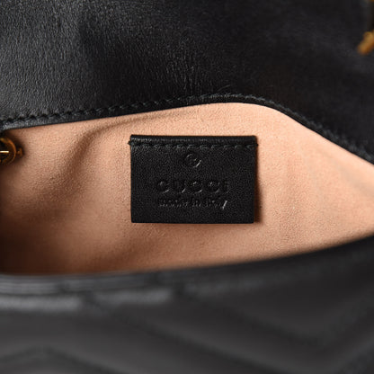 Gucci Calfskin Matelasse Super Mini GG Marmont Shoulder Bag Black 8 of 11