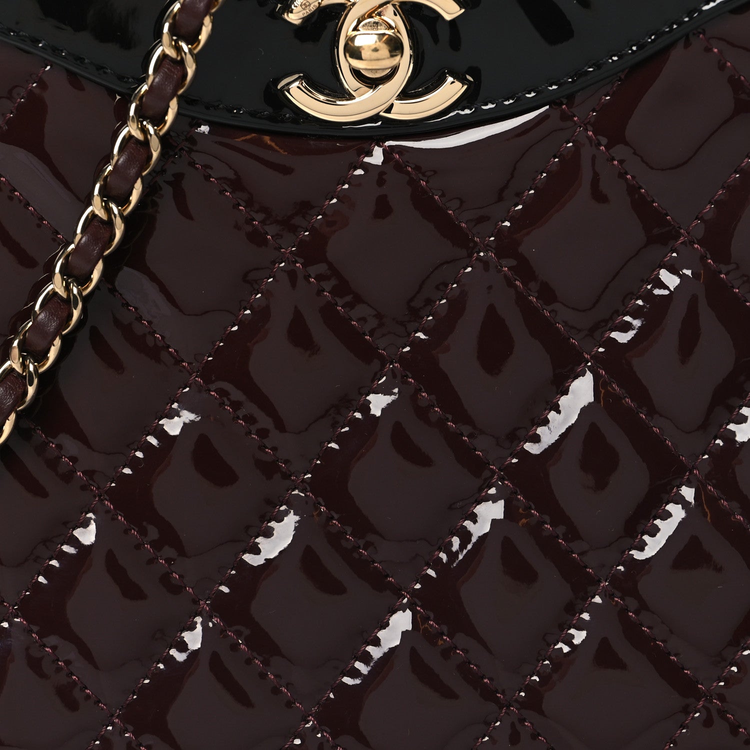 Chanel Patent Calfskin Quilted Mini 31 Shopping Bag Burgundy Black 8 of 11