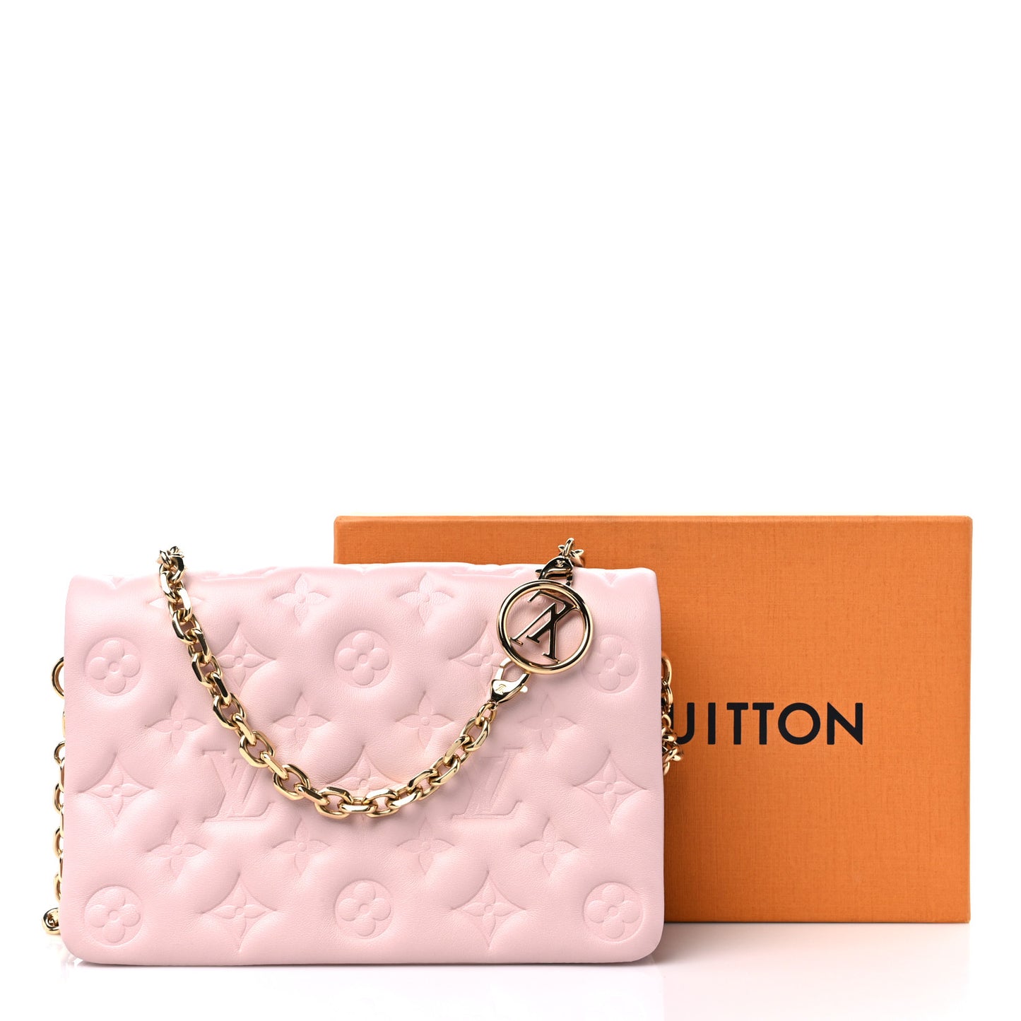 Lambskin Embossed Monogram Pochette Coussin Rose