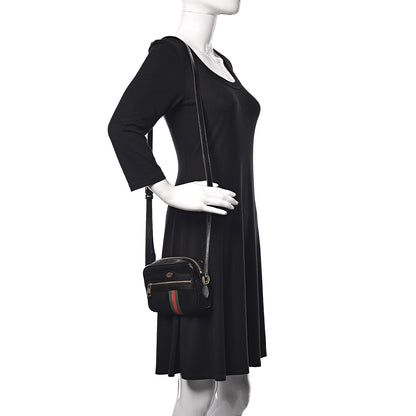 Gucci Suede Patent Web Mini Ophidia Shoulder Bag Black 2 of 12
