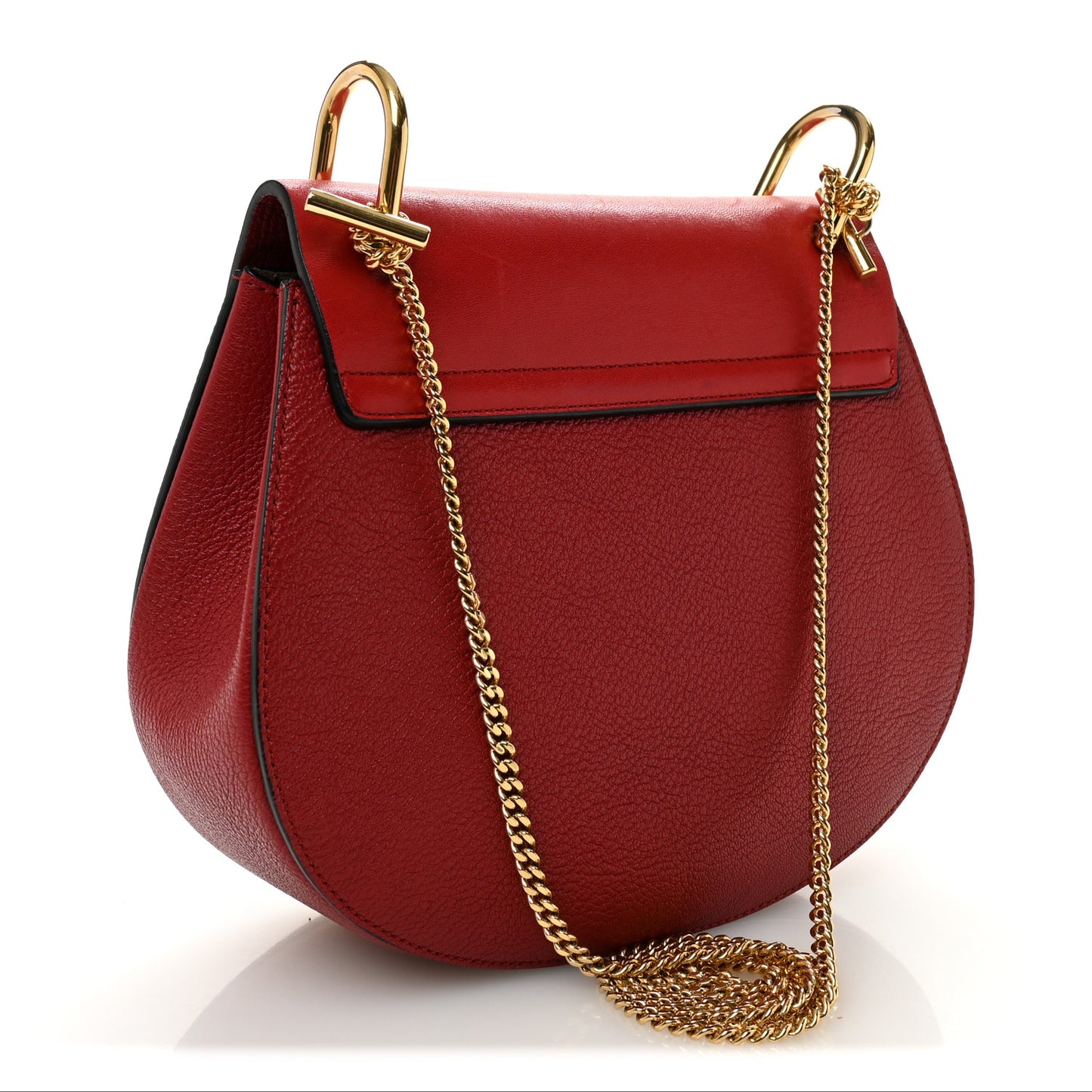 Grained Calfskin Lambskin Drew Shoulder Bag Red