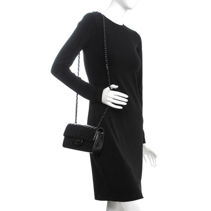 Chanel Lambskin Chevron Quilted Mini Rectangular Flap So Black 2 of 8