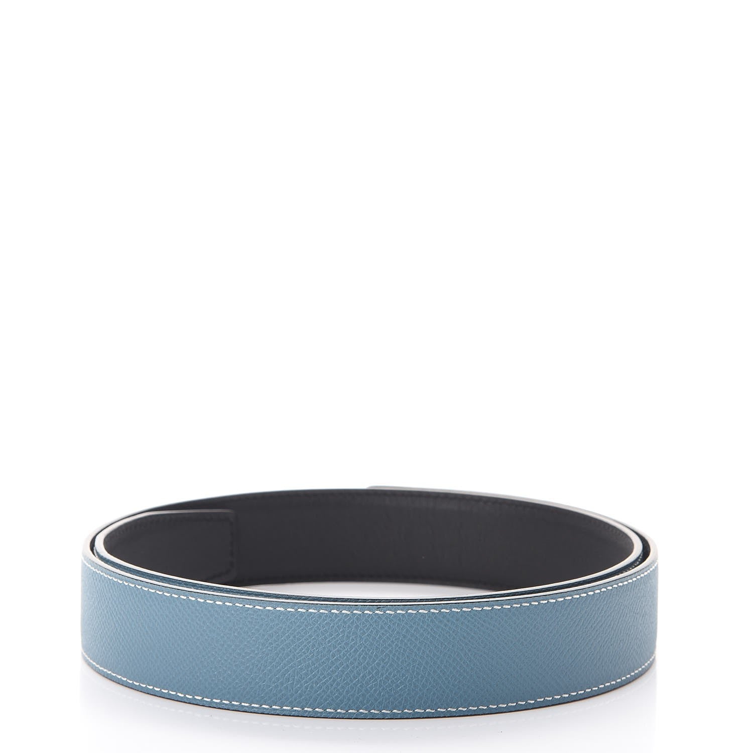 Hermes Swift Epsom 32mm H Belt Strap 85 Black Blue Jean 2 of 7