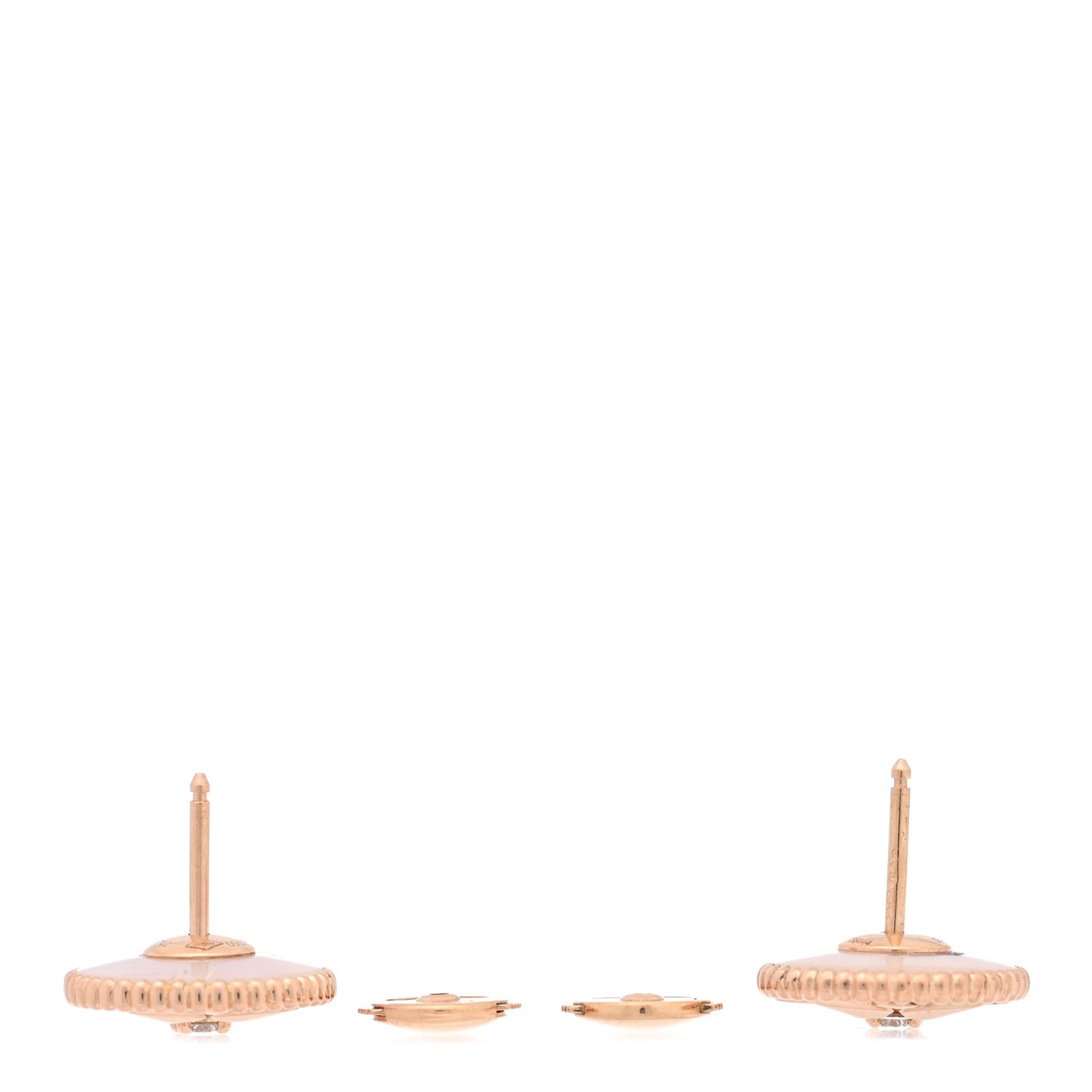 18K Rose Gold Diamond Pink Opal Rose Des Vents Earrings