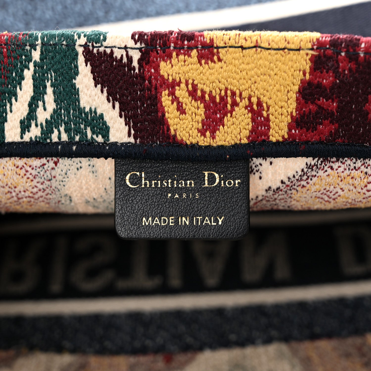 Christian Dior Canvas Embroidered Paisley Medium Book Tote Blue Multicolor 6 of 15