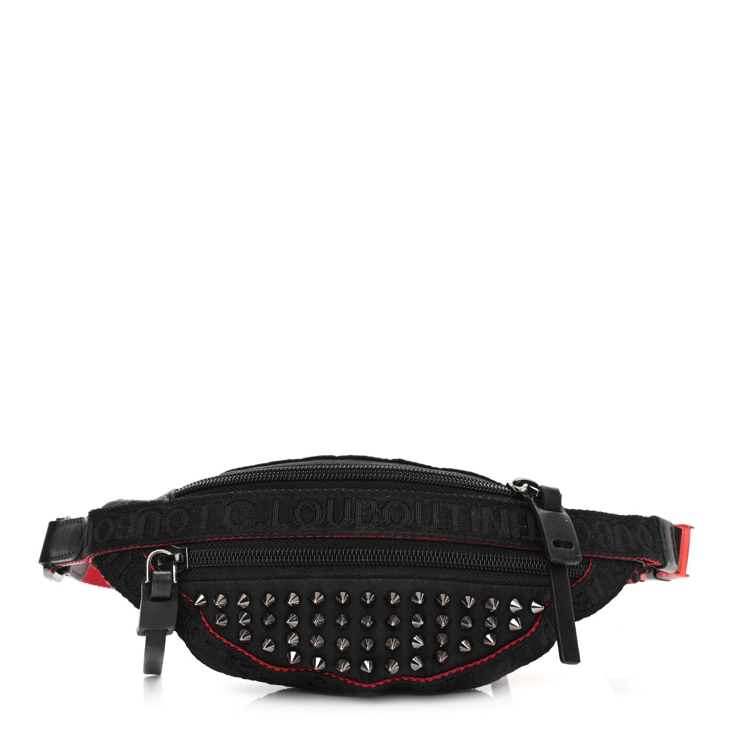 Christian Louboutin Calfskin Spiked Paris NYC Belt Bag Black 1 of 10