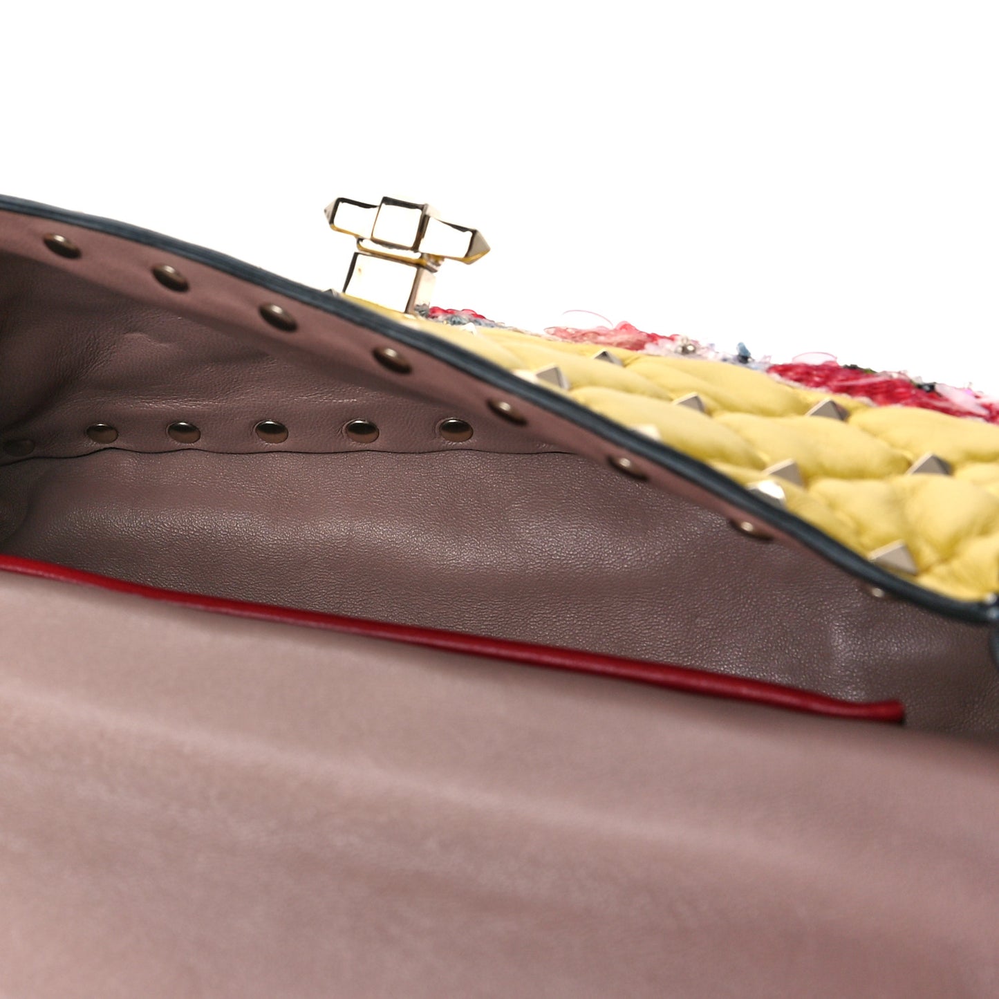 Nappa Sequin Flower Small Rockstud Spike Shoulder Bag Multicolor