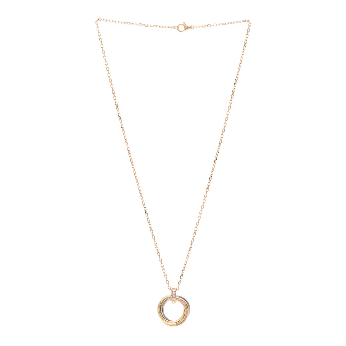 18K Pink Gold Diamond Trinity Pendant Necklace