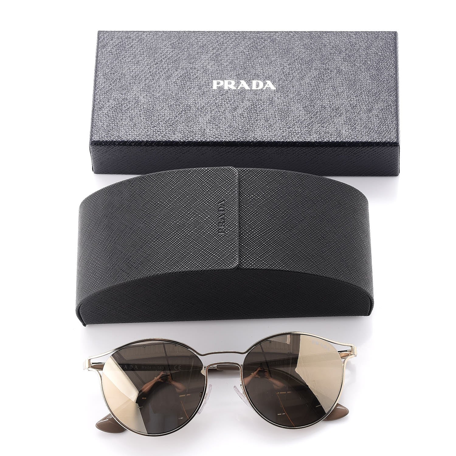 Prada Mirrored Cinema Sunglasses SPR 62S Gold 8 of 8