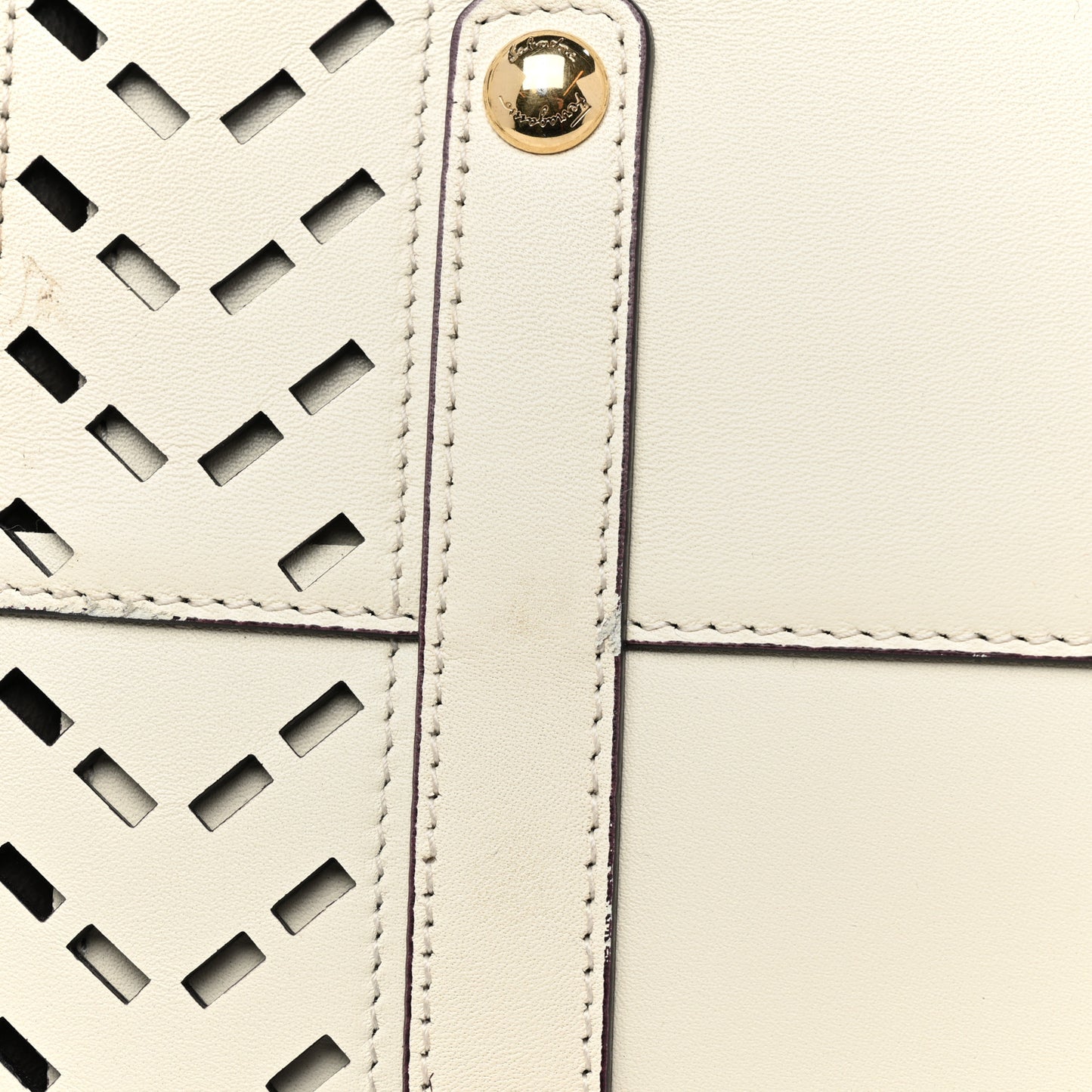 Calfskin Perforated Sofia Satchel White