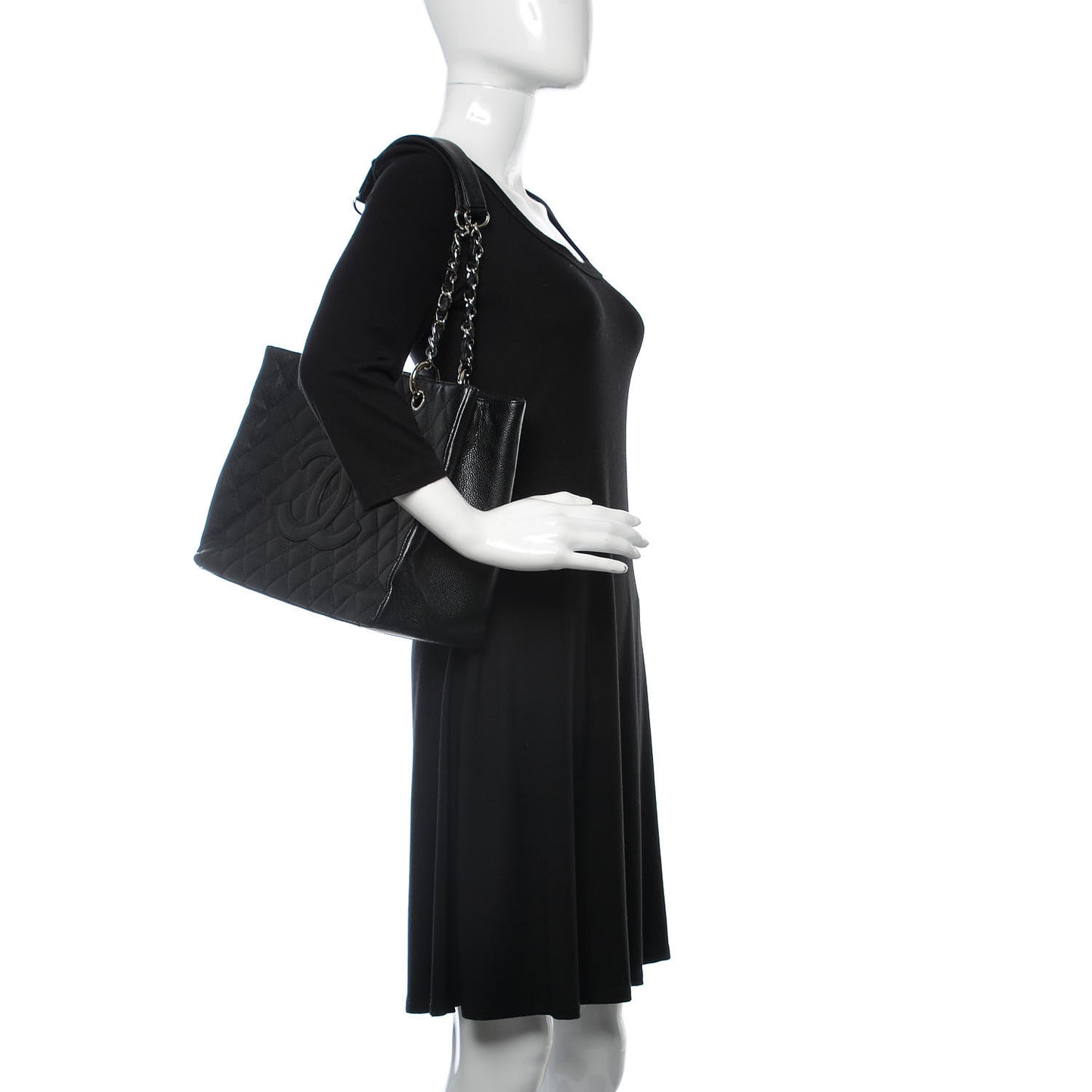 Caviar Quilted Grand Shopping Tote GST Black