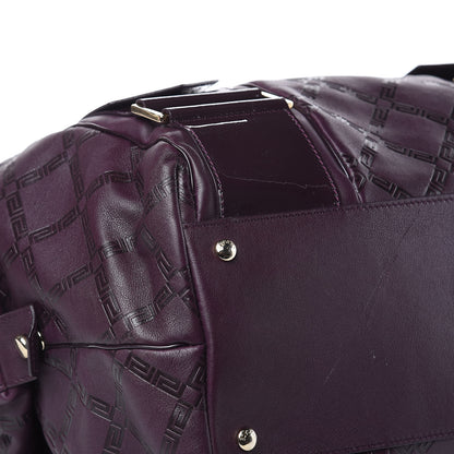 Versace Calfskin Greca Argyle Embossed Patent Medusa Bowler Satchel Purple 7 of 12
