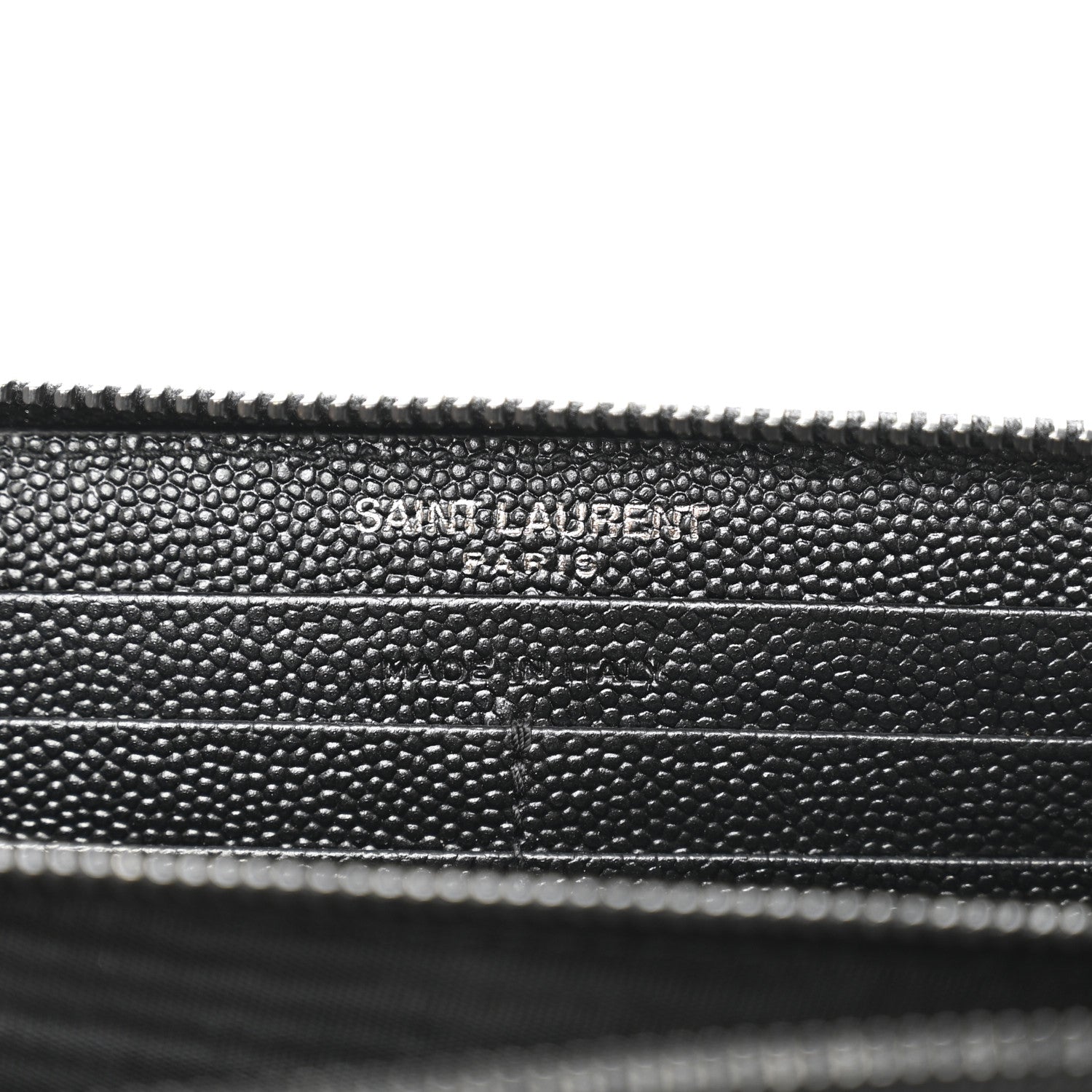 Saint Laurent Grain De Poudre Matelasse Chevron Monogram Monochrome Zip Around Wallet Black 9 of 9