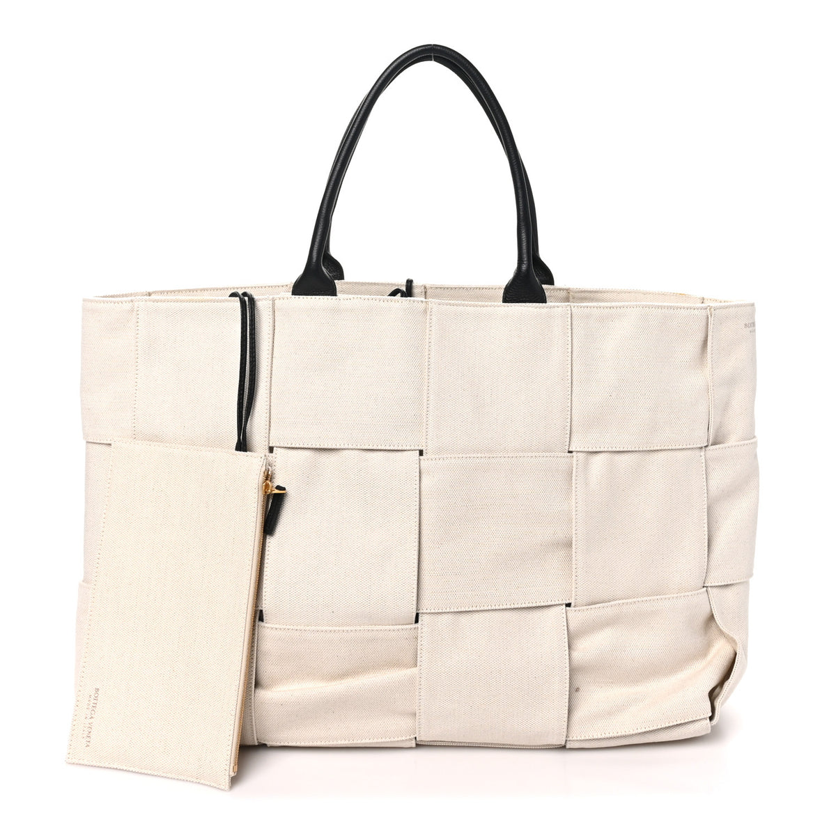 Canvas Maxi Intrecciato Large Arco Tote Beige Black