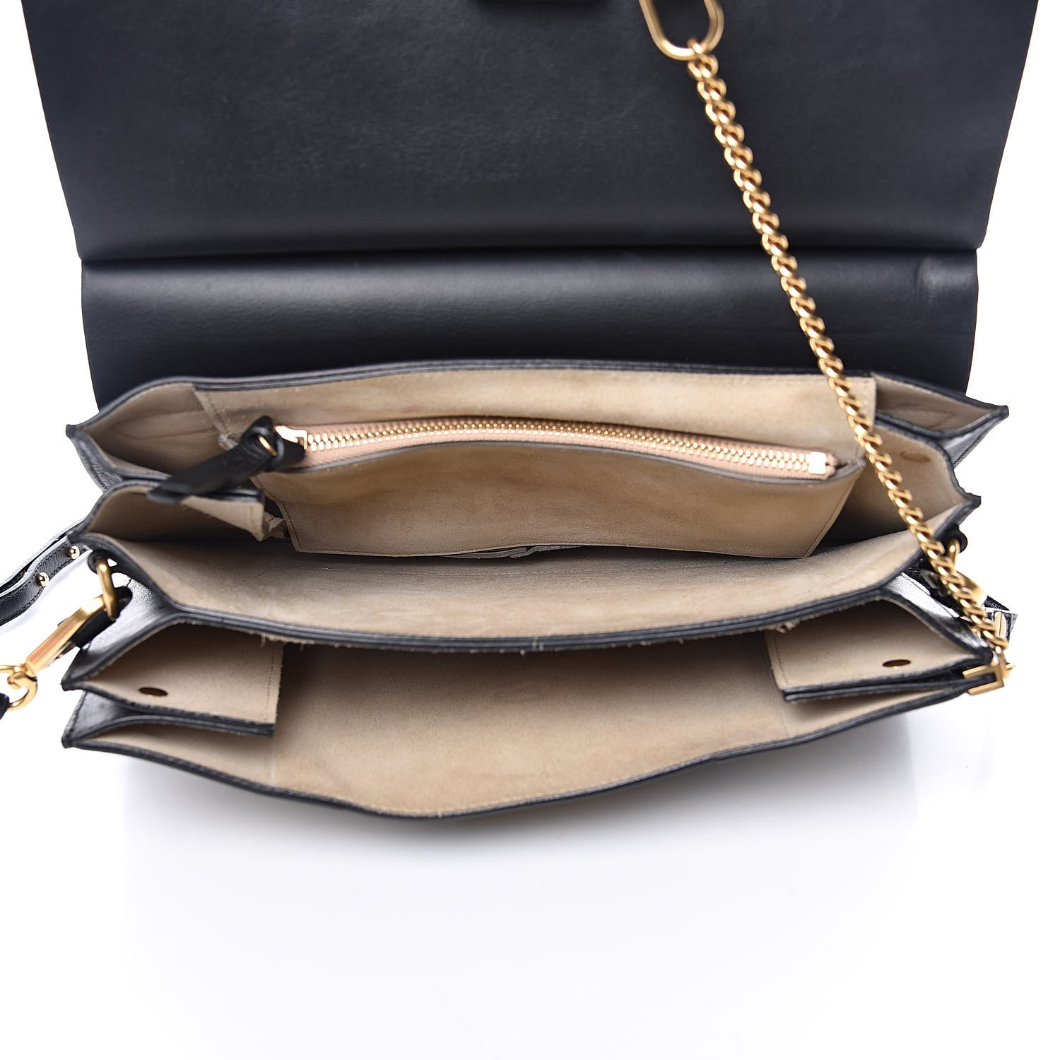 Chloe Calfskin Suede Studded Medium Faye Shoulder Bag Black 5 of 13