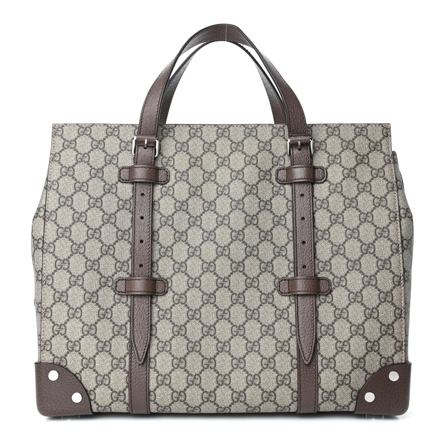 GG Supreme Monogram Textured Dollar Calfskin Medium Detail Tote Beige Ebony New Acero