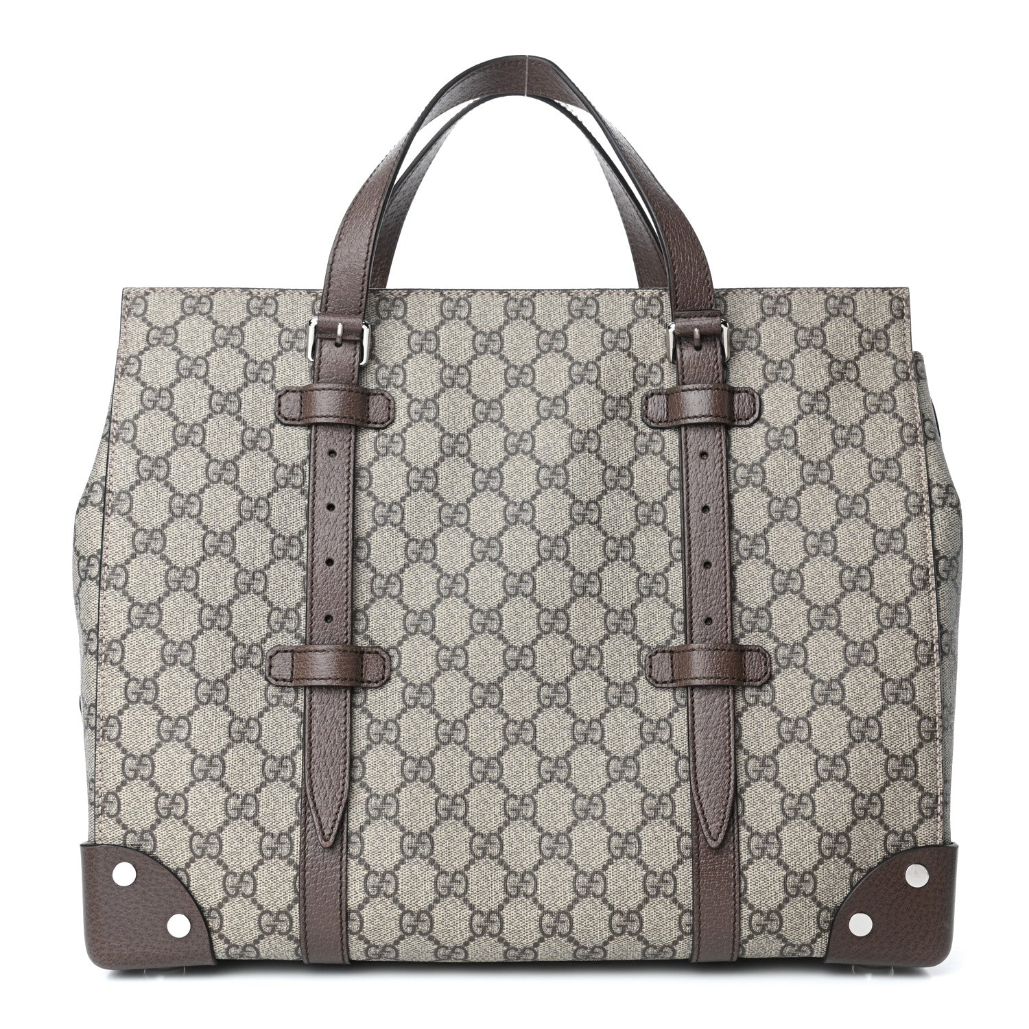 Gucci GG Supreme Monogram Textured Dollar Calfskin Medium Detail Tote Beige Ebony New Acero 1 of 4