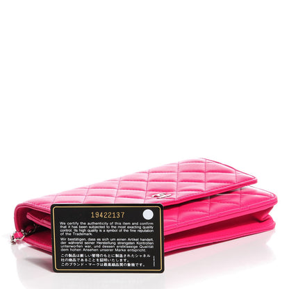 Chanel Lambskin Quilted Wallet On Chain WOC Fuchsia 6 of 9