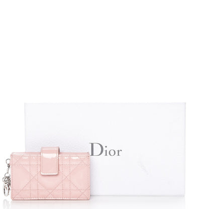 Christian Dior Patent Cannage Lady Dior 5-Gusset Card Holder Pink 15 of 15