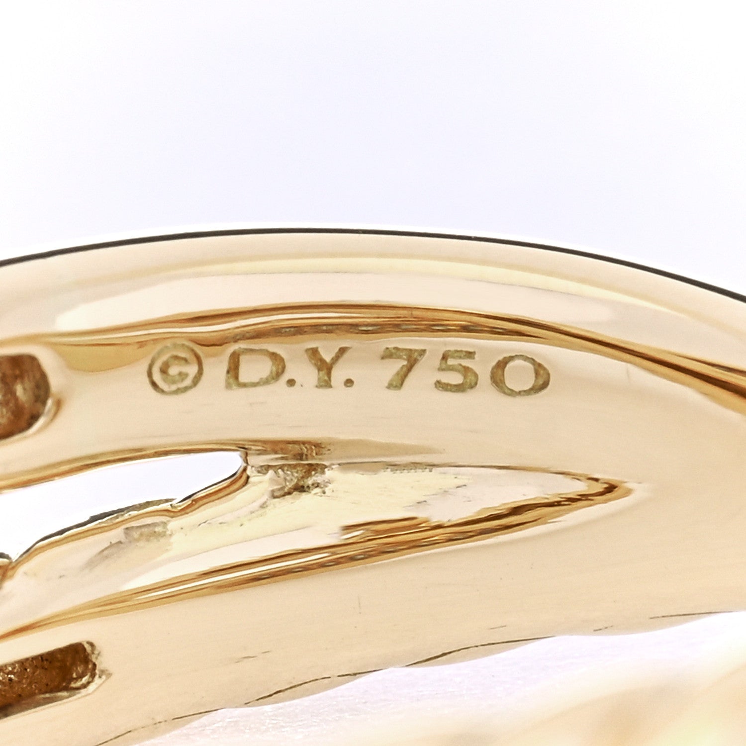 David Yurman 18K Yellow Gold Diamond 7.4mm Crossover Two Row Ring 53 6.25 4 of 4