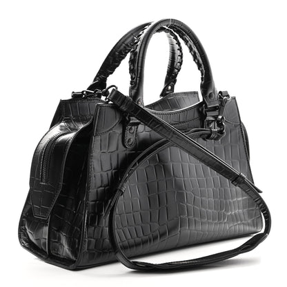Balenciaga Semi Shiny Calfskin Crocodile Embossed Neo Classic Black Hardware S City Black 3 of 8