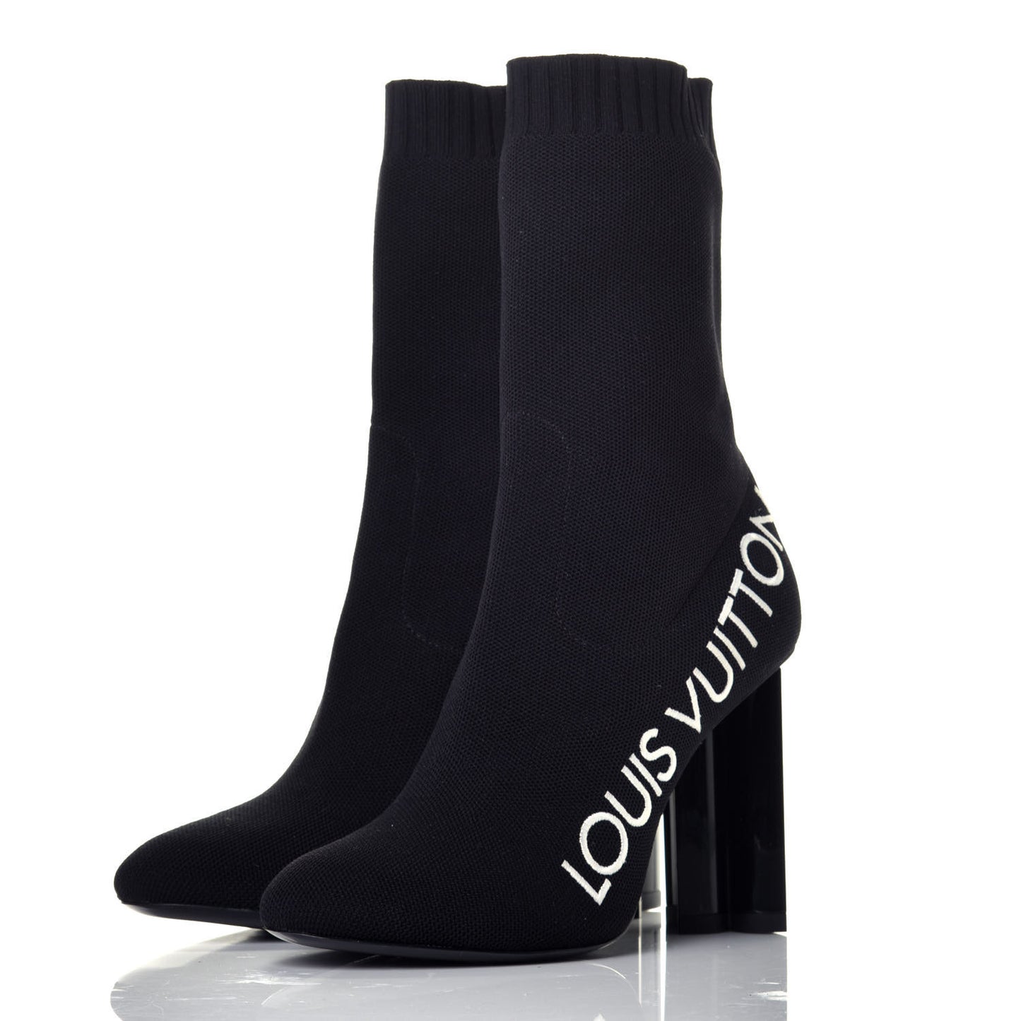 Stretch Fabric Silhouette Ankle Boots 37 Black