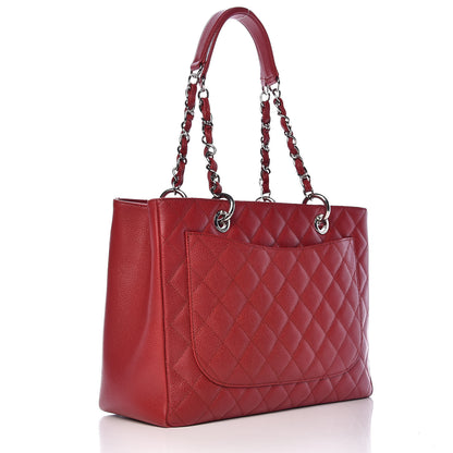 Chanel Caviar Quilted Grand Shopping Tote GST Red 3 of 16