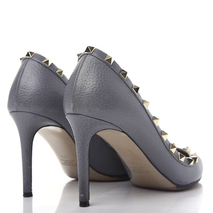 Valentino Garavani Pebbled Calfskin Rockstud 85mm Pumps 37.5 Light Stone 4 of 9