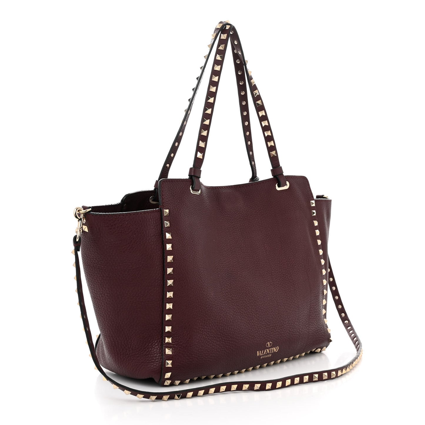 Pebbled Calfskin Medium Rockstud Tote Rubin
