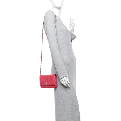 Chanel Patent Calfskin Quilted Wallet On Chain WOC Pink 2 of 12