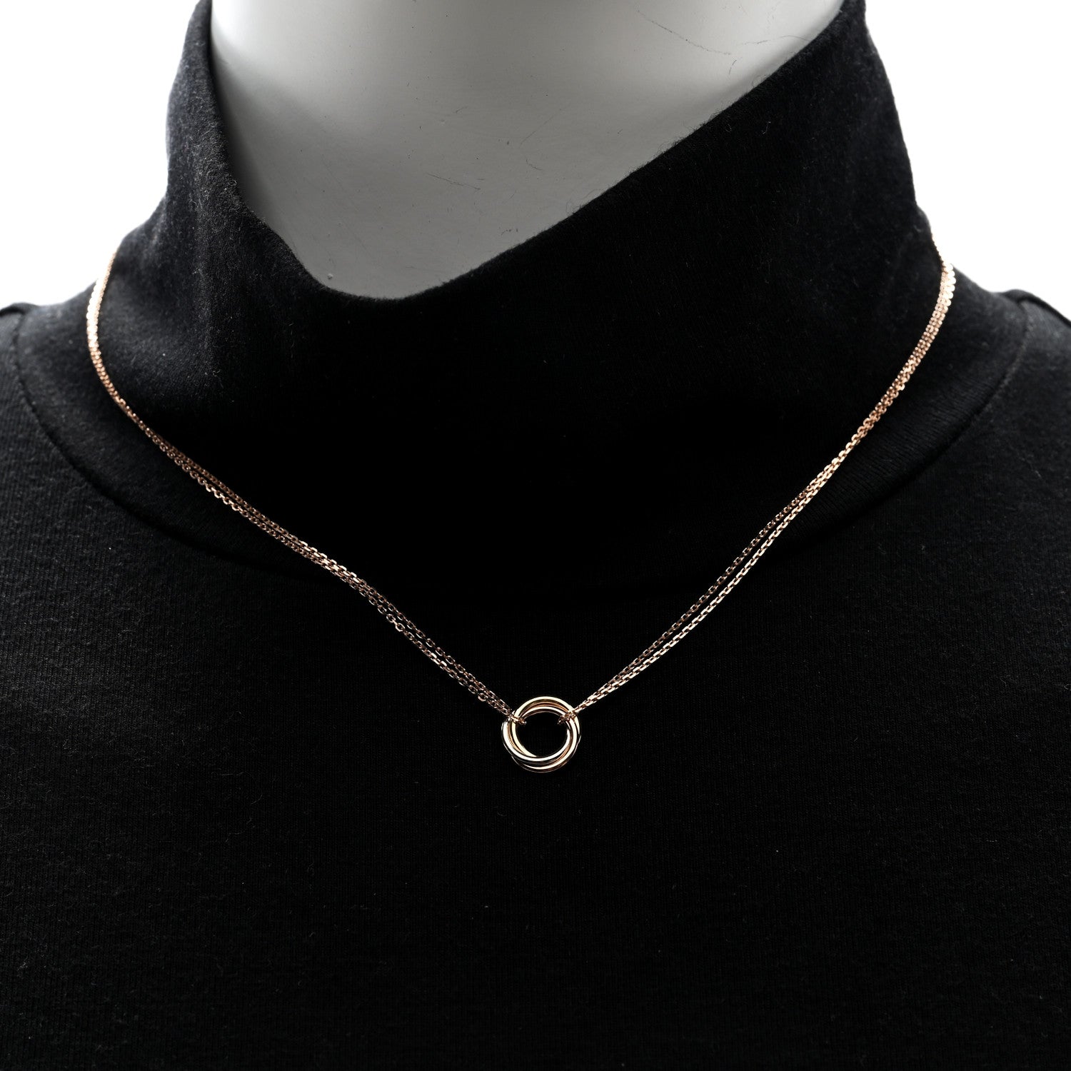 Cartier 18K Pink Yellow White Gold Trinity Double Chain Pendant Necklace 3 of 7