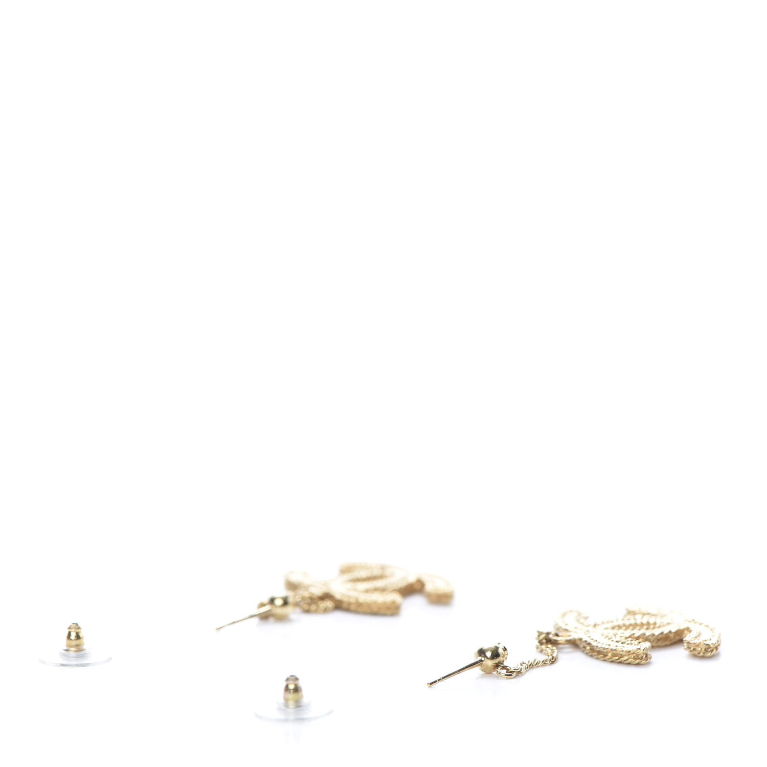 Chanel CC Drop Earrings Matte Gold 3 of 5