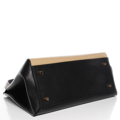 Celine Smooth Calfskin Large Bi-Color Edge Shoulder Bag Beige Black 4 of 7