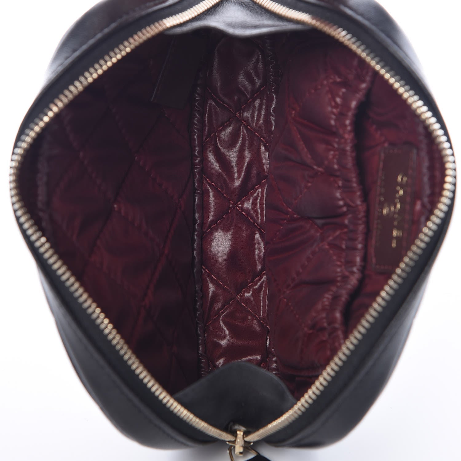 Chanel Lambskin Quilted Small Curvy Pouch Cosmetic Case Black 5 of 7