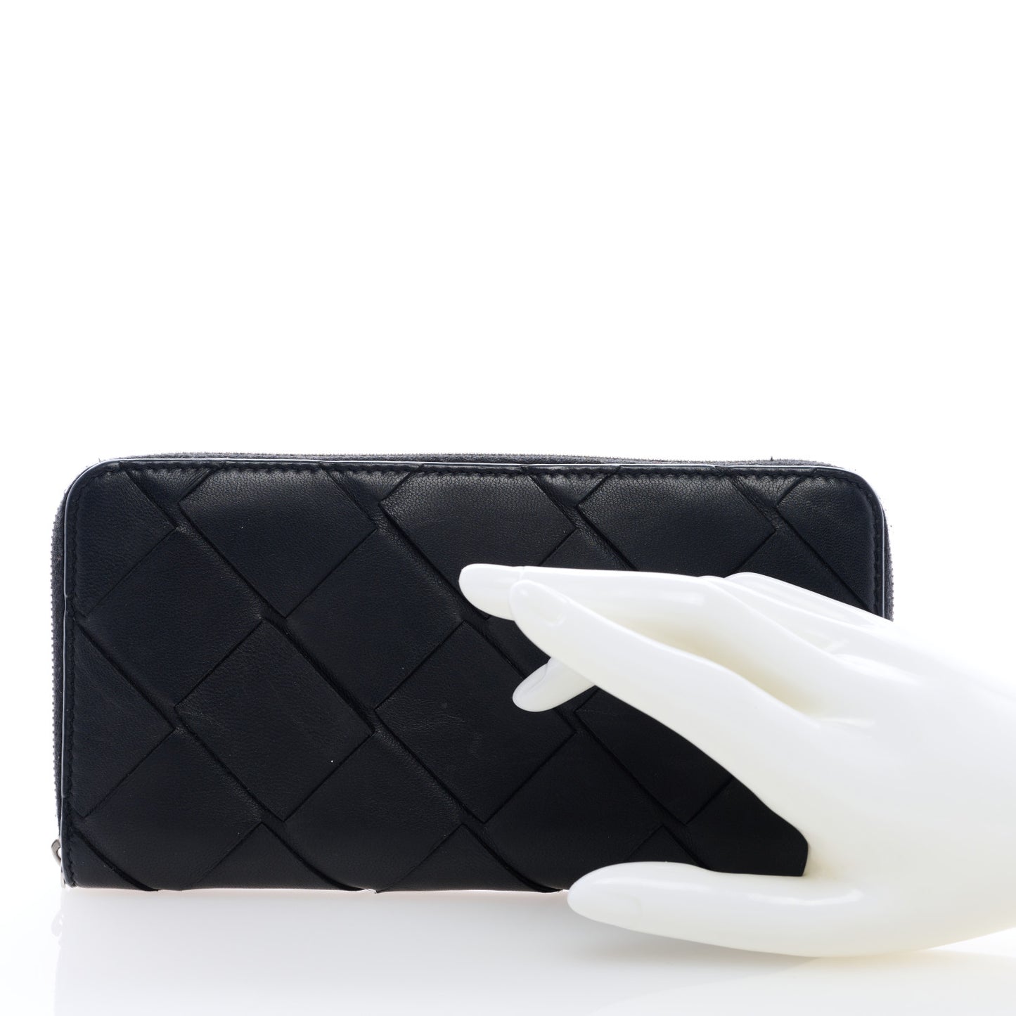 Nappa Maxi Intrecciato Zip Around Wallet Black