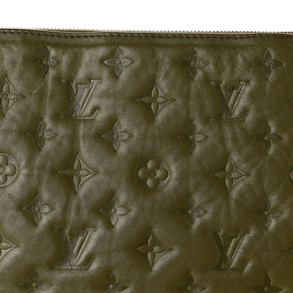 Louis Vuitton Lambskin Embossed Monogram Coussin MM Khaki 13 of 19