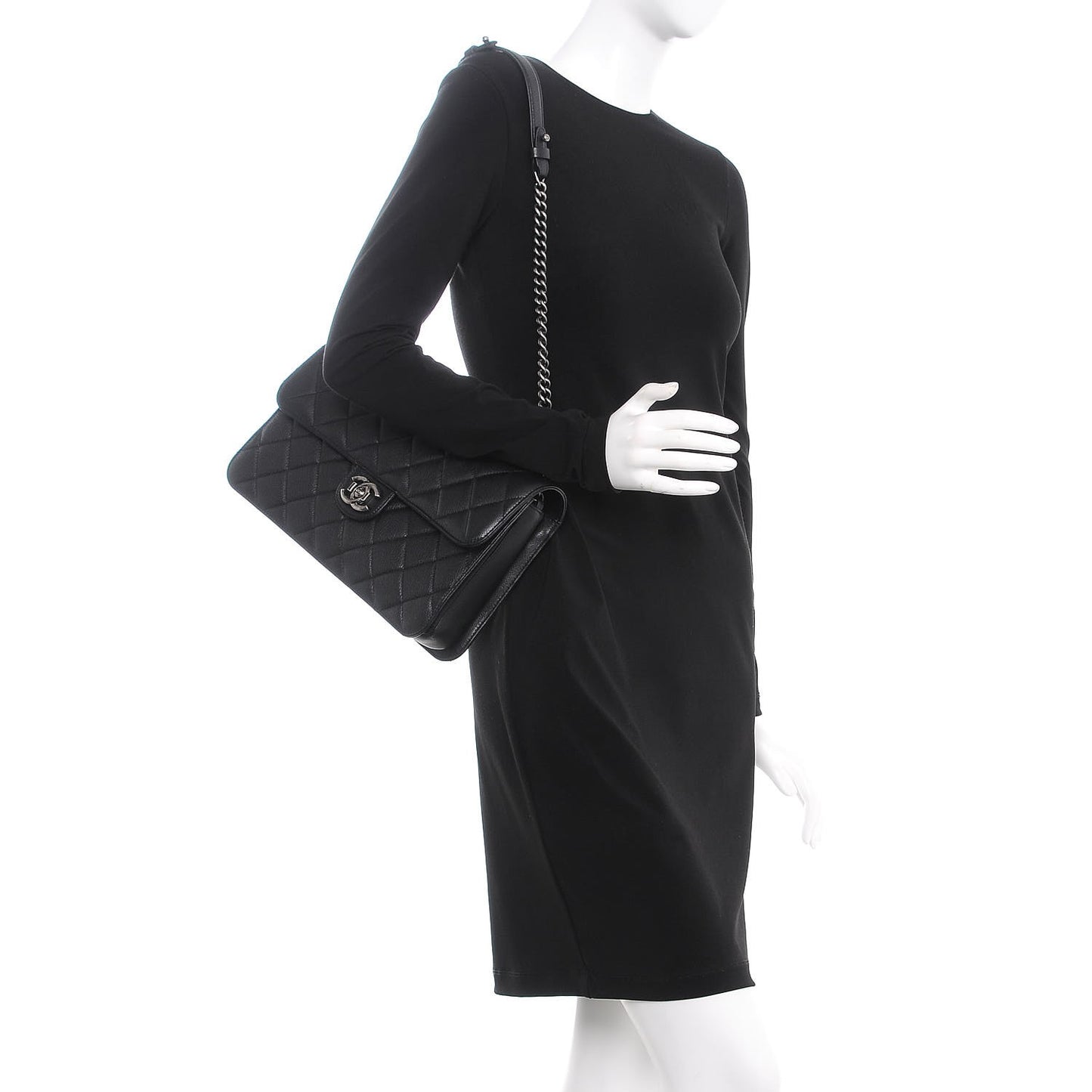 Goatskin Quilted Large Perfect Edge Flap Black