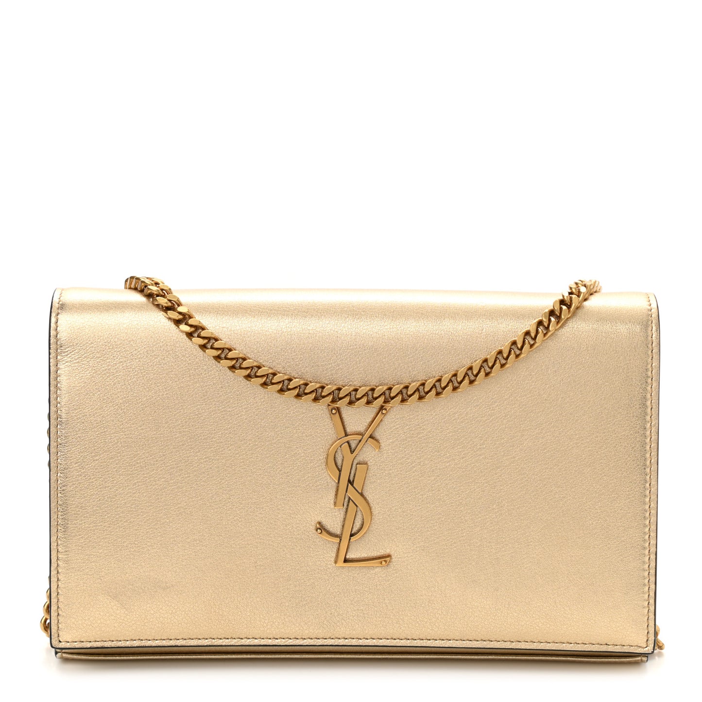 Metallic Calfskin Medium Classic Monogram Kate Satchel Gold