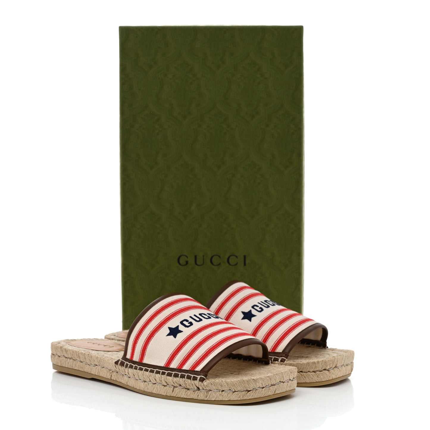 Canvas Miro Soft Calfskin Striped Mens Espadrille Flat Slide Sandals 10 Greggio Brown Sugar