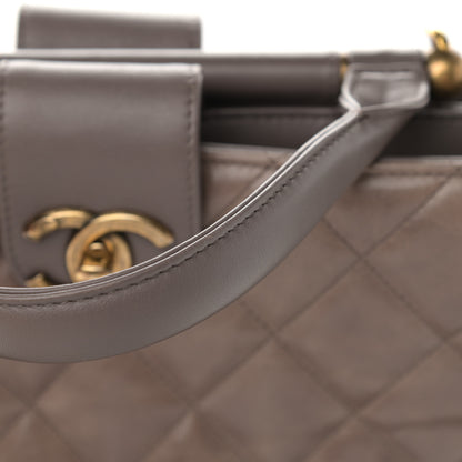 Chanel Glazed Calfskin Quilted Gold Bar Tote Dark Grey 11 of 11