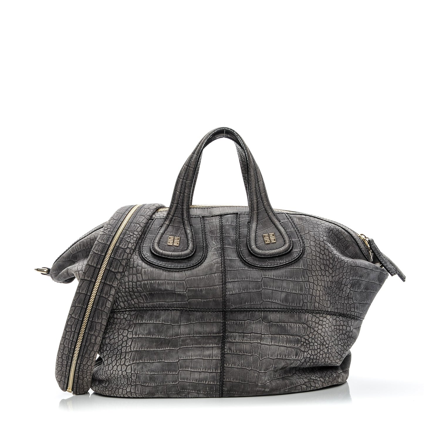 Nubuck Crocodile Embossed Medium Nightingale Charcoal