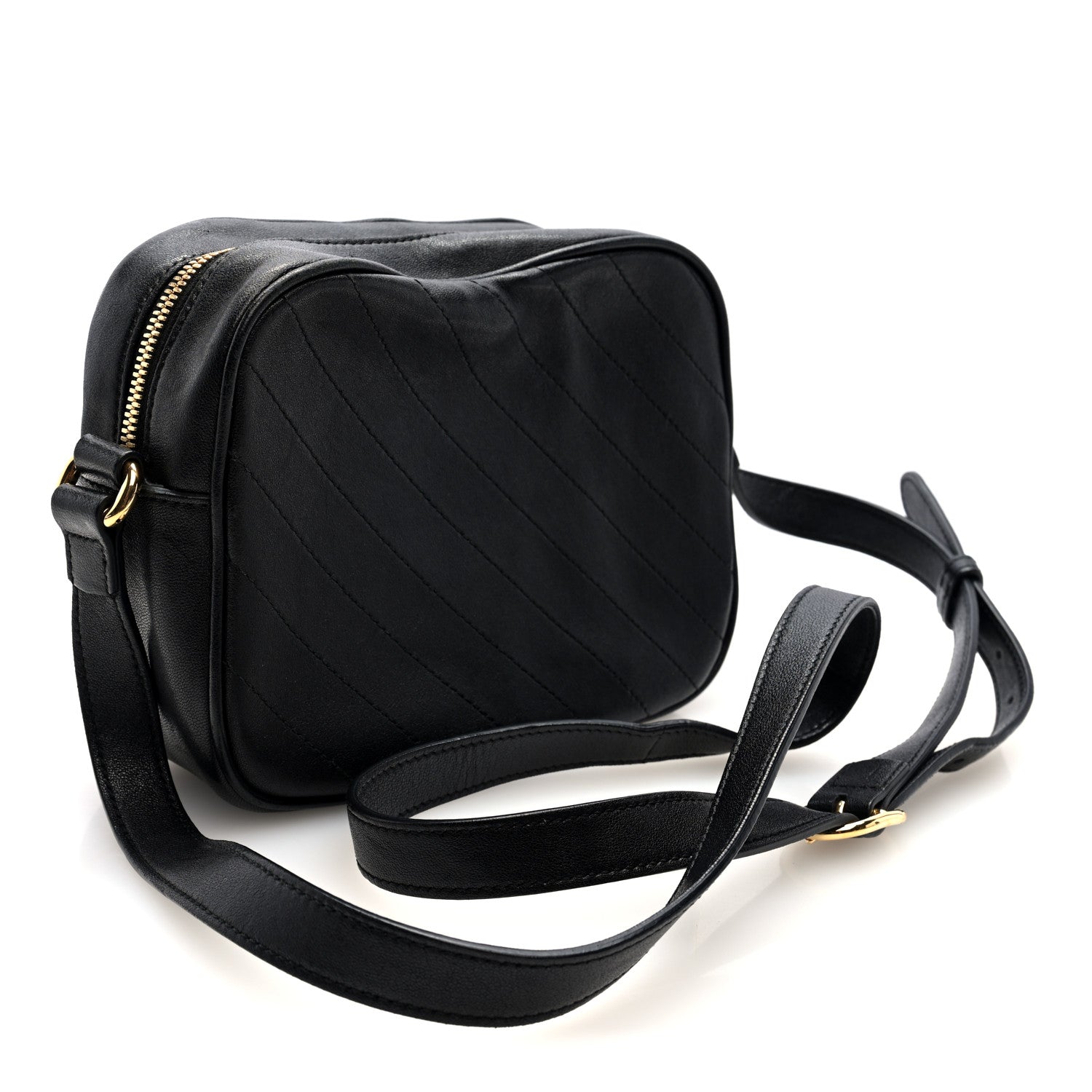 Gucci Sakai Be Green Calfskin Diagonal Stitched Small Blondie Shoulder Bag Black 3 of 10