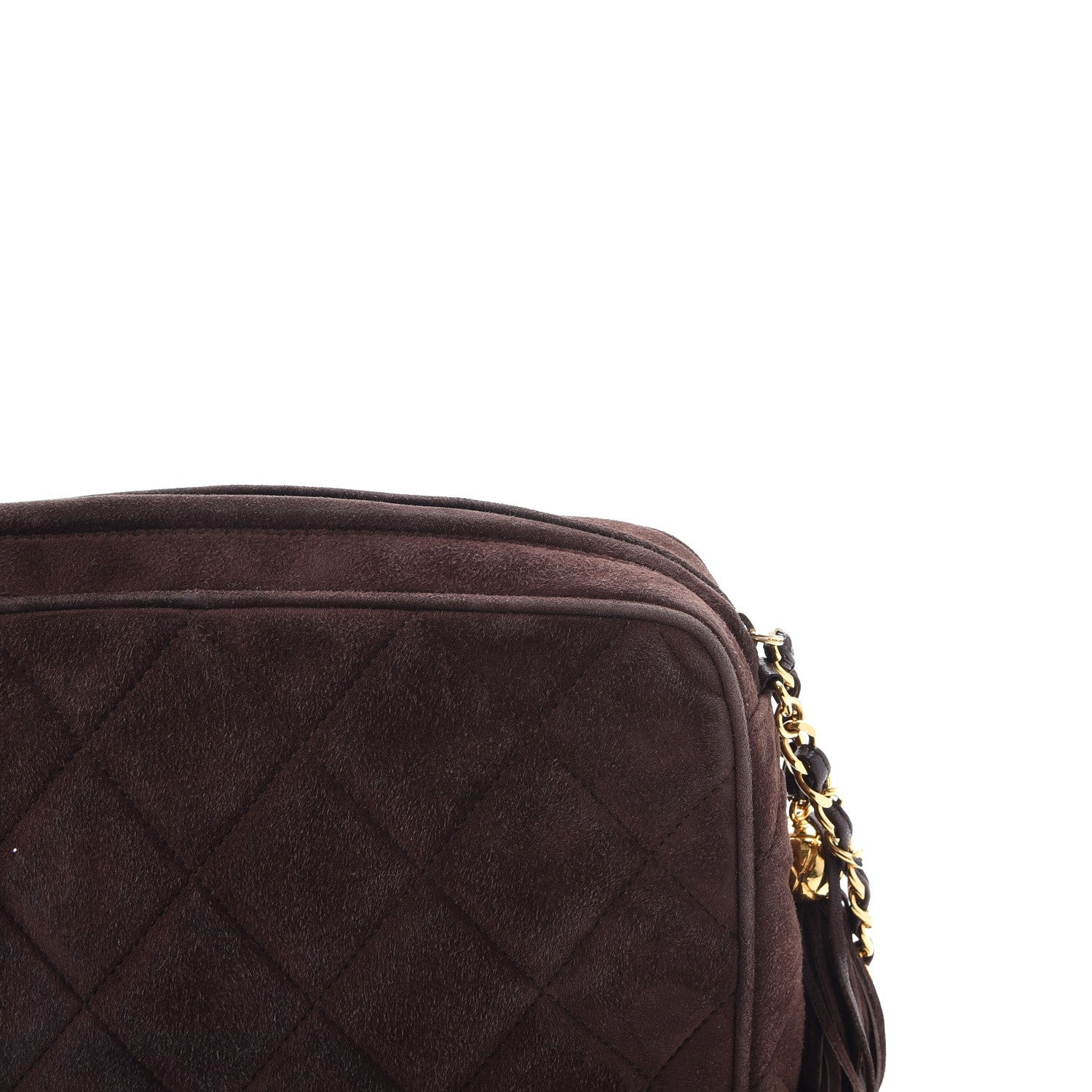 FASHIONPHILE CHANELSuedeQuiltedTasselCameraCaseBrown 10 of 14
