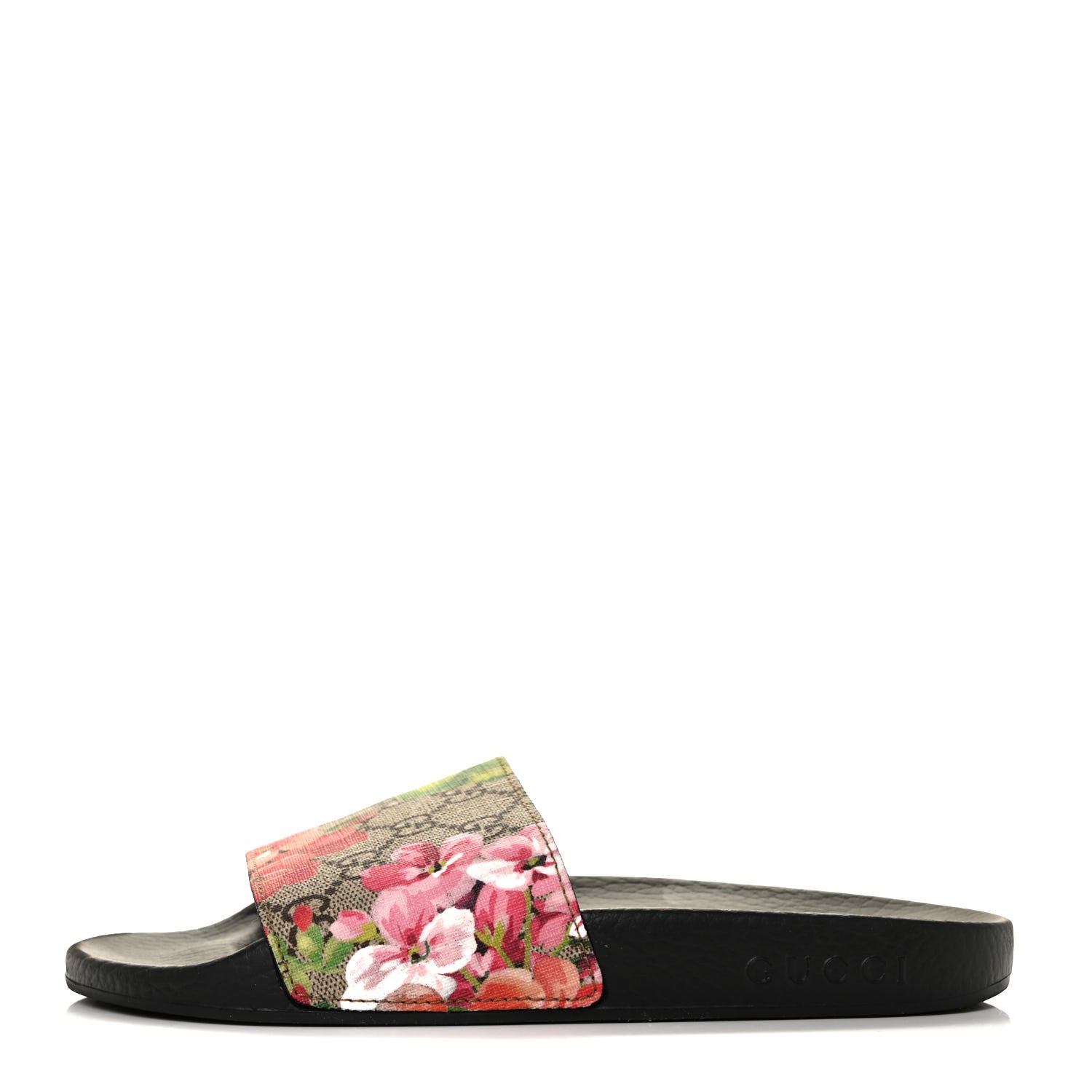 Gucci GG Supreme Monogram Blooms Slide Sandals 37 Beige Multicolor 1 of 5