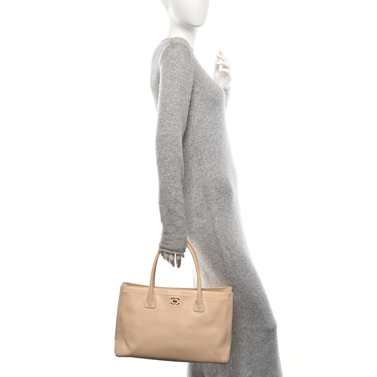 Calfskin Cerf Executive Shopper Tote Beige Clair