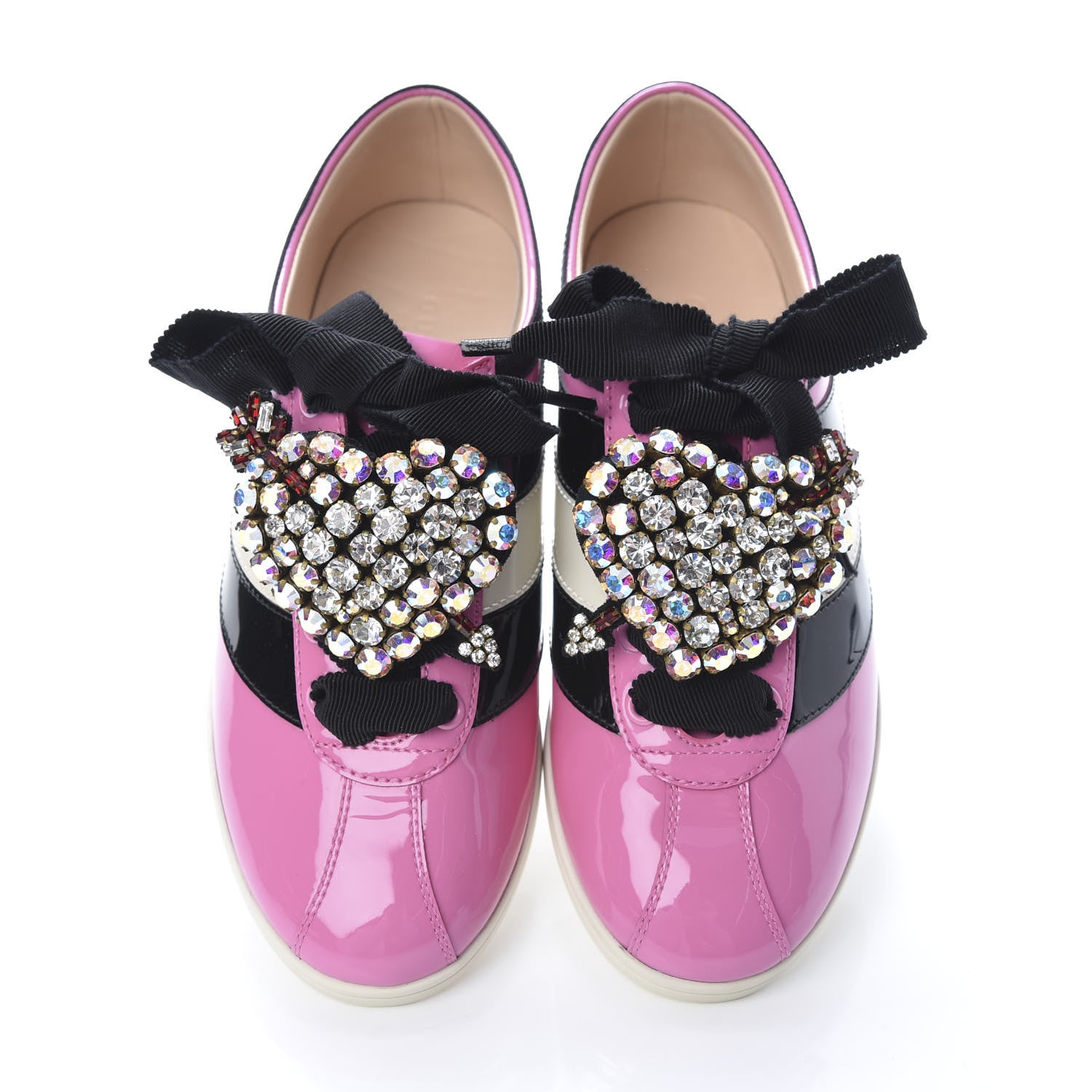Gucci Patent Calfskin Crystal Womens Web Falacer Sneakers 36 Pink 5 of 10