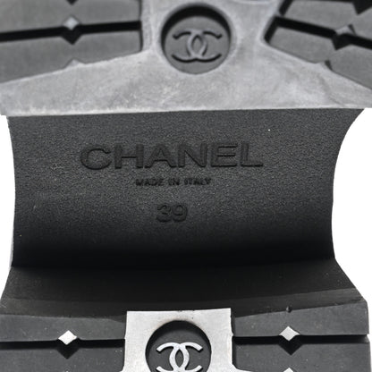 Chanel Calfskin Patent Cap Toe Quilted Short Boots 39 Brown Black 6 of 11