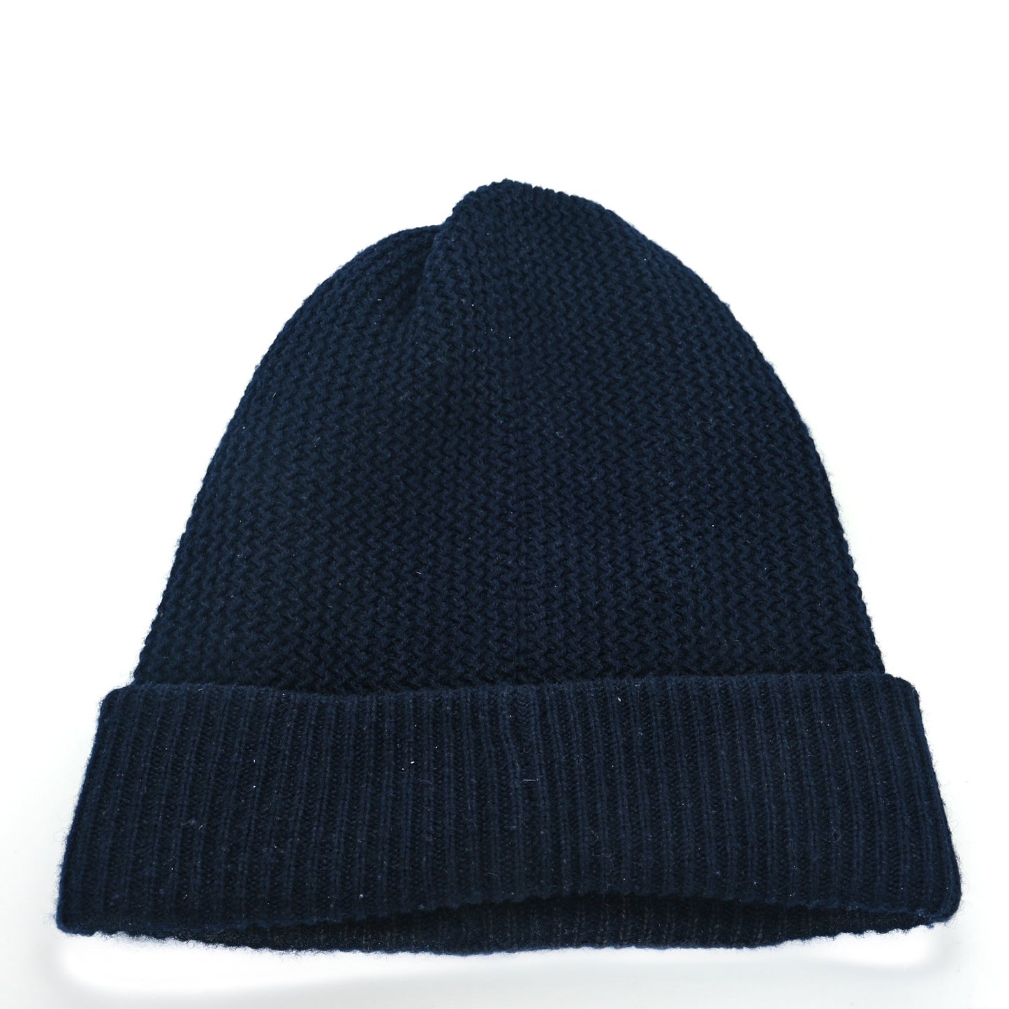 Cashmere Sequin Logo Beanie Hat Navy Silver