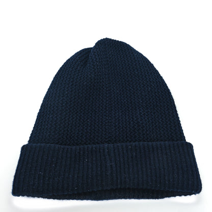 Chanel Cashmere Sequin Logo Beanie Hat Navy Silver 3 of 5